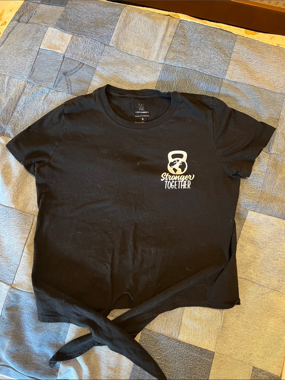 Stronger Together Women’s Black Tie-Front Tee